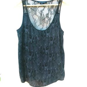 French Connection Lace Tank. Black. Size 6